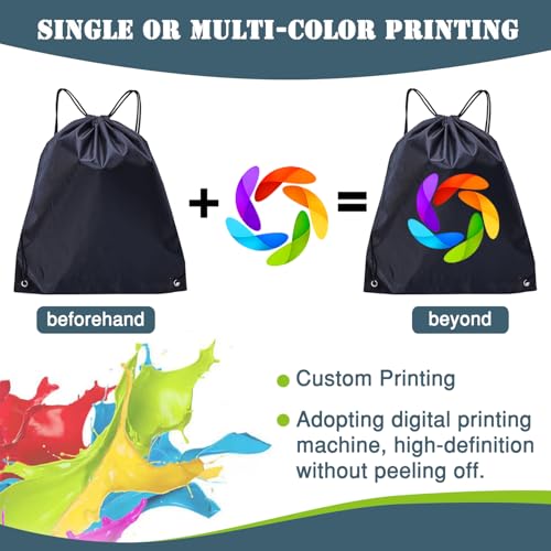 Custom Drawstring Backpacks Bags 10/50/100/200/500Pack Bulk Drawstring Bags Promotional Items with Your Logo Great for Travelling,Sports,Gym and for Everyday Use