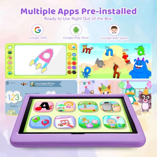 Image of Tablet 10 inch Android 16 Tablet for Kids, 24GB RAM 128GB ROM 1TB Expand, Kids Learning Tablet with Parental Control, Shockproof Case, Eye Protection HD IPS Screen, 6000mAh WiFi 6, Purple