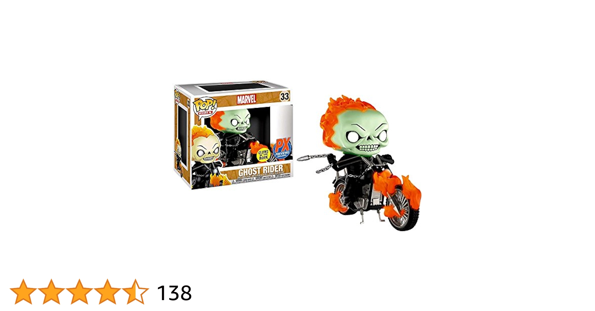 MARVEL GHOST RIDER Vinyl フィギャア Funko Pop Rides: Marvel Classic Ghost Rider with Bike (Glow