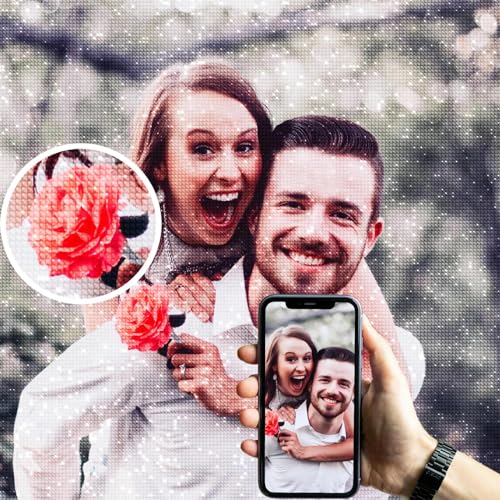 Custom Diamond Painting Kits for Adults, Personalized Photo Diamond Art, 5D DIY Private Custom Your Own Picture Craft Decor for Family, Friends, Loves, Pets (12X12inch/30X30cm,Full Square Drill)