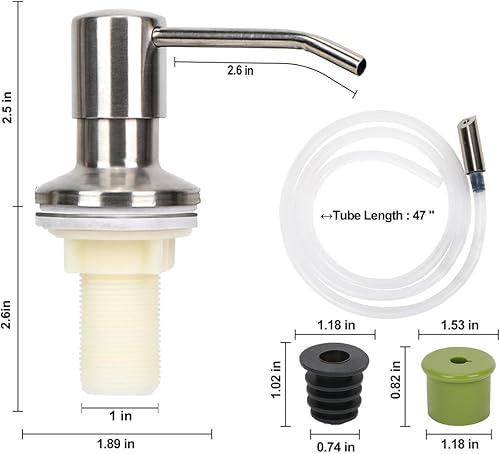 Miniatura 3 de Dispensador de jabón para fregadero de cocina, bomba dispensadora de jabón para platos de acero inoxidable con tubo de extensión de 47 pulgadas