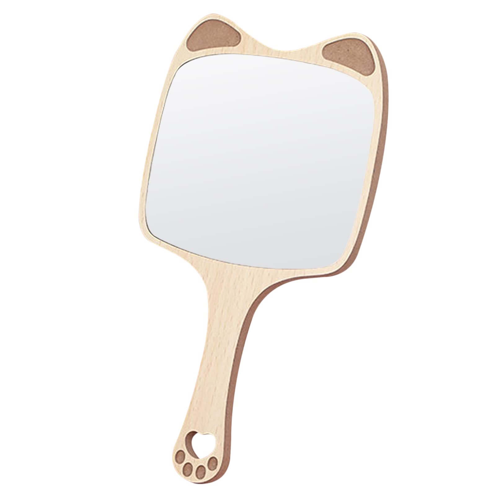 Cdemiy Espejo de Mano, Espejo Portatil de Madera, Profesional Espejo Mano con Mango, para Mujer Maquillaje Diario, Corte de Pelo, Cuidado Facial (Cuadrado)