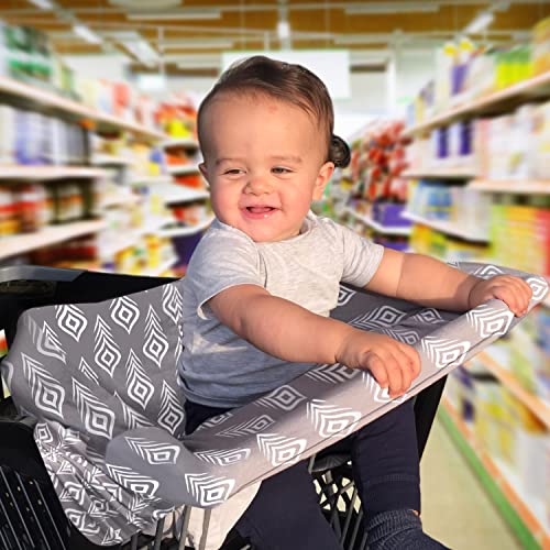 Image of Wendy Bellissimo Multipurpose Shopping Cart and Highchair Cover, Nursing Cover, can be Used as Scarf, Infant Car Seat Cover, Feather Printing