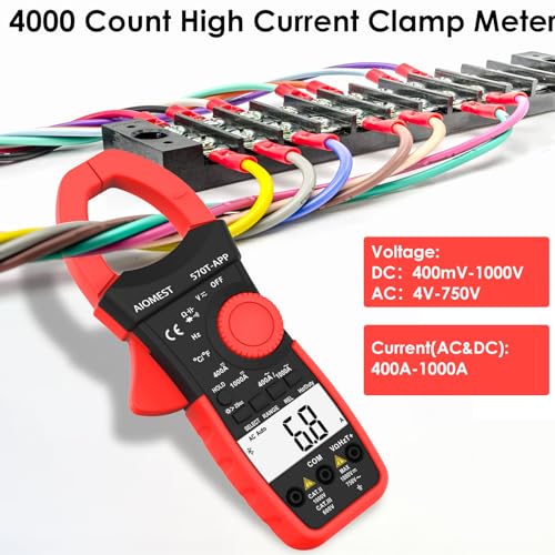 Image of AIOMST 570T-APP Clamp Multimeter, AC /DC 1000A Digital Clamp-on Meter with Data Logging, Measures Amp, Volt, Ohm, Capacitance, Frequency, Temperature, Continuity Electrical Tester