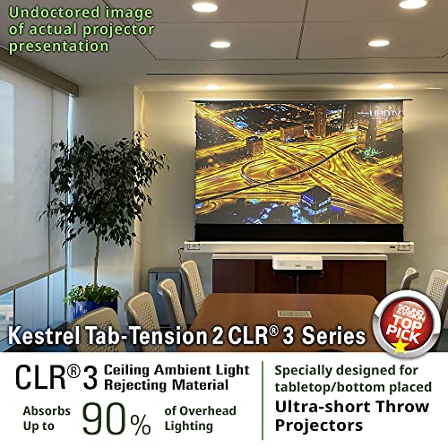 Eliteprojector Screens Kestrel Tab-Tension 2 Clr3, 101" Diag. 16:9, Ultra-Short Throw Ceiling Ambient Light Rejecting (Clr®/Alr) Electric Floor-Rising Projector Screen,White Casing, Fte101Xh2-Clr3 #TOP4