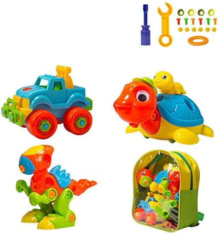 MARKKEER Dinosaur Toys Take Apart Toys with Tools Car,Turtle,Dinosaur Take Apart Toy Sets,STEM Learning, Take Apart Fun Construction Engineering Building Toys for Boy Girl Toddler, Best Toy Gift