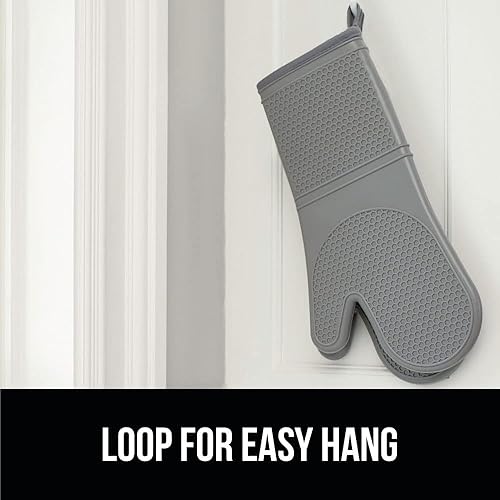 Miniatura 9 de Gorilla Grip - Juego de guantes de horno de silicona resistentes al calor, forro acolchado suave, extralargos, guantes flexibles impermeables para