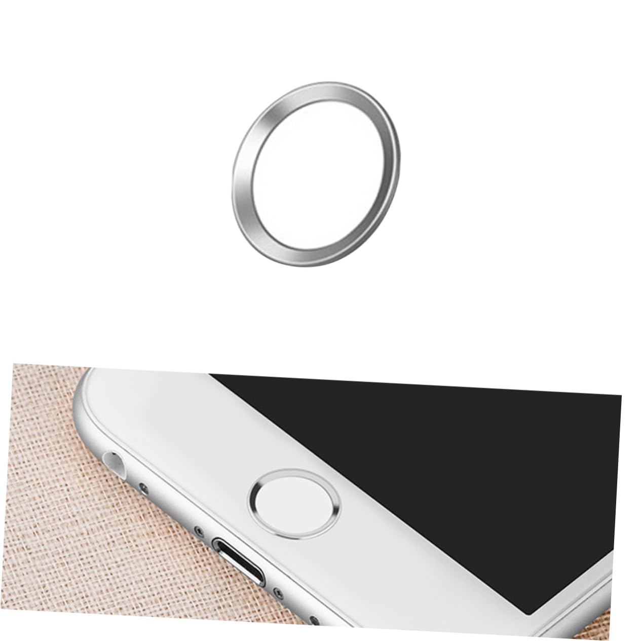 HOODANCOS Home Button Sticker for Metal Fingerprint Recognition Sticker White with Silver Edge Durable Polymer Material Protects Against Sweat Enhanced Recognition Rate