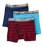Lucky Cotton 1X1 Rib Boxer Briefs - 3 Pack (161PB06) XL/Sapphire/Stripe/Niagra
