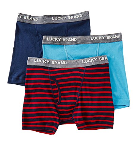 Lucky Cotton 1X1 Rib Boxer Briefs - 3 Pack (161PB06) XL/Sapphire/Stripe/Niagra