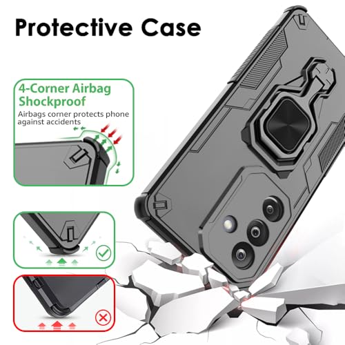 Image of TheGiftKart Tough Armor Bumper Back Case Cover for Samsung Galaxy M36 5G / F36 5G | Ring Holder & Kickstand in-Built | 360 Degree Protection Back Cover Case (PC & TPU, Black)