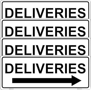 Haobase 4 Pcs Deliveries Sign with Arrow Sticker - 20 cm x 7.5 cm - Self Adhesive Vinyl (Right)