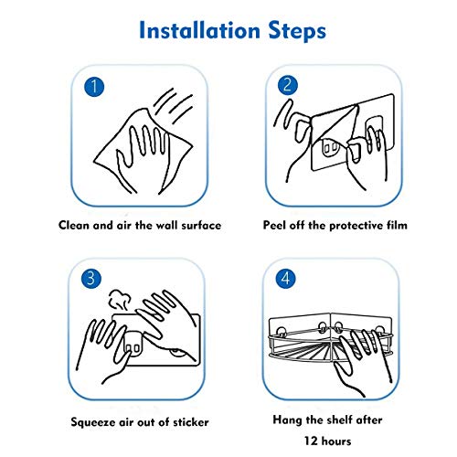 Laigoo 8 Pcs Replacement Corner Shower Caddy Adhesive Hook Stickers, No Drilling Wall Hooks Adhesive Strips For Bathroom Shelves #TOP5