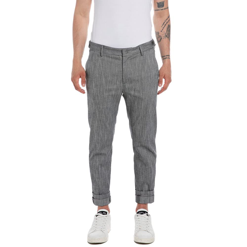 Replay Herren Hose mit Stretch, Blue/Natural White 010 (Grau), 30W / 32L