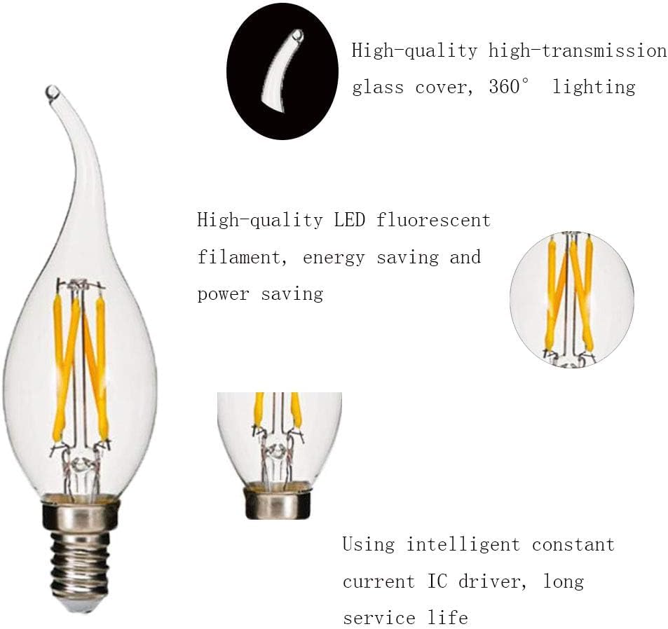 Paquete De 16 Bombillas Led E14 Vintage para Candelabro, 4 W, C35, 400 Lúmenes, Blanco Cálido, 2700 K, Equivalente A 40 W.