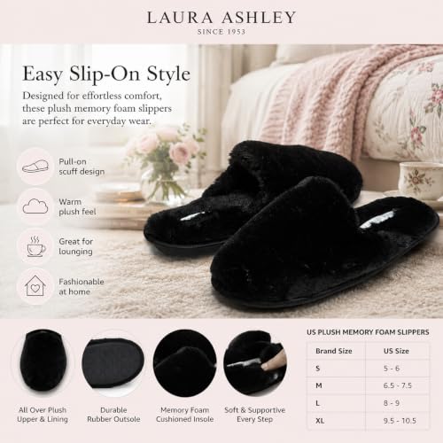Image of Laura Ashley Ladies All Over Plush W /Memory Foam Slippers