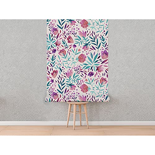 Papier peint fleurs vintage violet pour masquer imperfections mur - 5