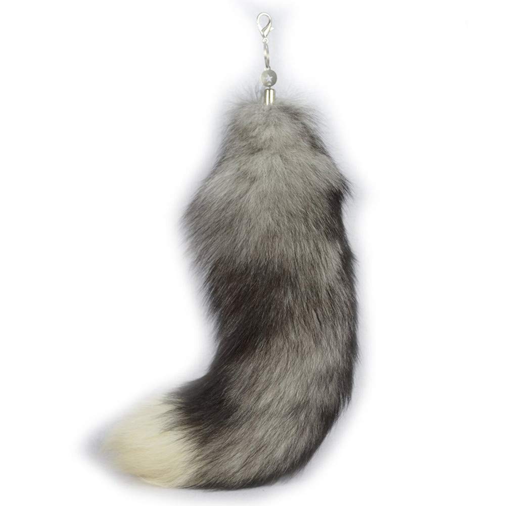 URSFUR Real Fox Tail Fur Keychain Halloween Cosplay Toy Handbag Charm Accessory Key Ring Hook Tassels
