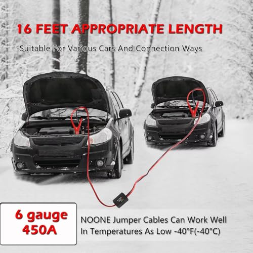 Image of NOONE Jumper Cables with Smart-6 Protector, Professional Booster Cables 6 Gauge 16Feet (6AWG x 16Ft) with Carry Bag Included