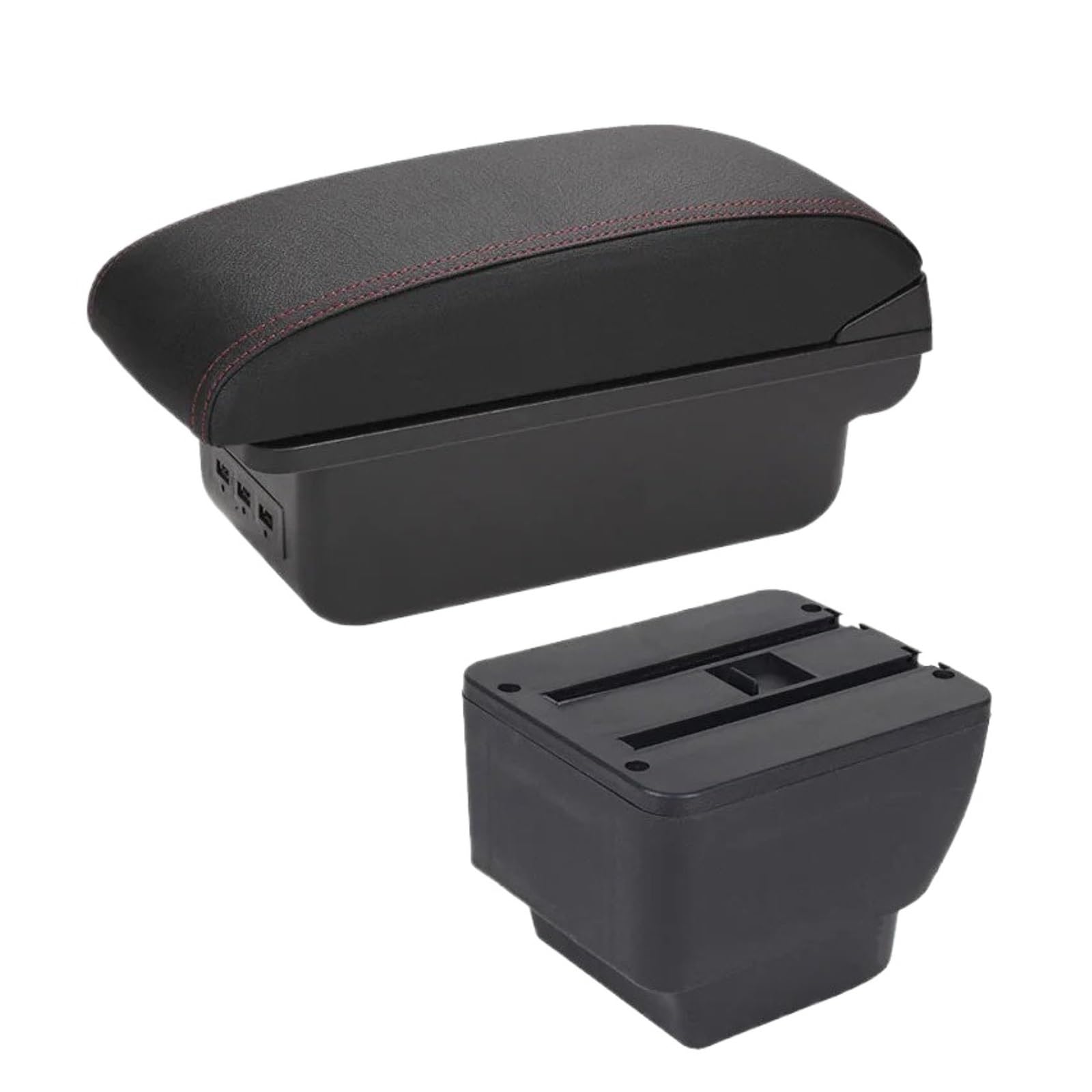 UMDJJU For MAZDA 2 For Demio Armrest Car Box Retrofit Parts Storage Accessories Interior Details Car Centre Console Armrest Box(B1 Black red 3USB)