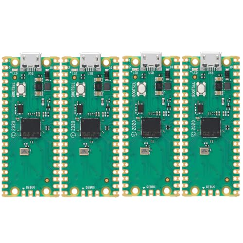 hiBCTR 4PCS RP2040 Microcontroller Development Board Dual-Core ARM Cortex M0+ Processor 133MHz 2MB Flash Support MicroPython/C/C++ SPI/I2C/UART/ADC/PWM Interface for IoT DIY Projects