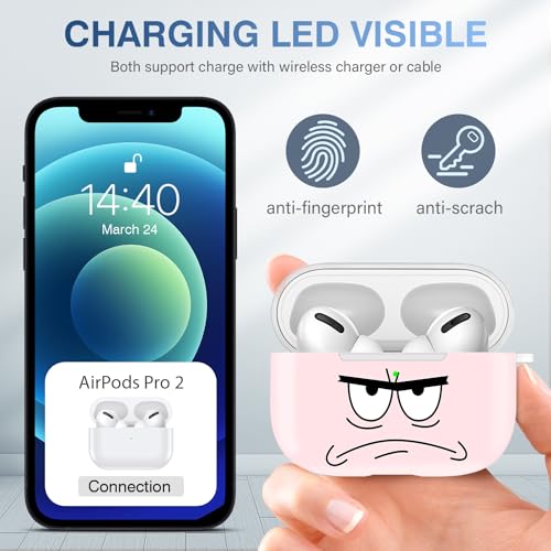 Image of for Airpods Pro 2nd Generation Case,Don't Touch Me Cool Cover with Lanyard Big Eyes Cute Cartoon for Airpods Pro 2nd Generation Case,Soft Shockproof Cover for Women Men-Pink