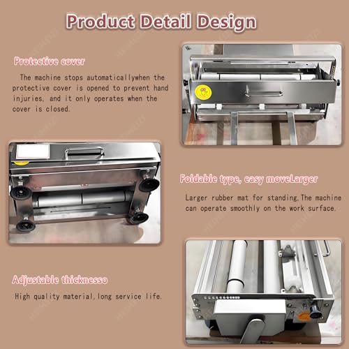 Manueller Teigausstecher 30 cm / 39,9 cm – Edelstahl-Teigroller mit 10 festen Dickeneinstellungen und Mikroeinstellungszifferblättern – ideal für Gebäck, Fondant, Croissants, Pizza