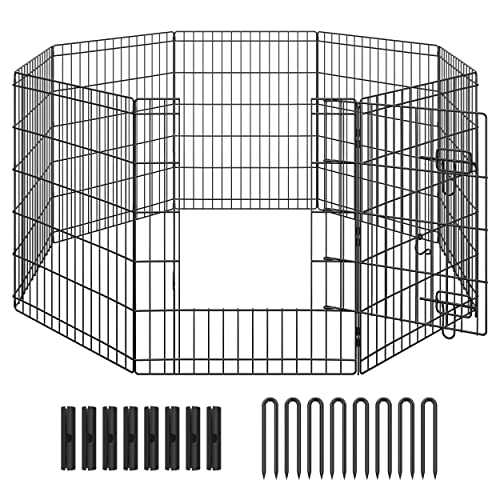 Yaheetech 8-TLG Welpenlaufstall 76cm hoch Welpenauslauf für Hunde Wohnung & Garten, faltbar, Freilaufgehege Welpenzaun mit Tür, Aufbau werkzeugfrei