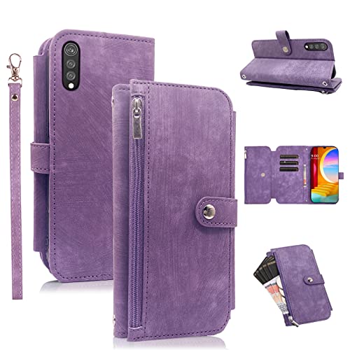 Compatible with LG Velvet 5G/LGVelvet Verizon G5 UW T-mobile 2020 Wallet Case Flip Card Holder Cell Folio Purse Lanyard Wrist Strap Rugged Slot Phone Cover for LM G900UM 4G Tmobile Women Men Purple
