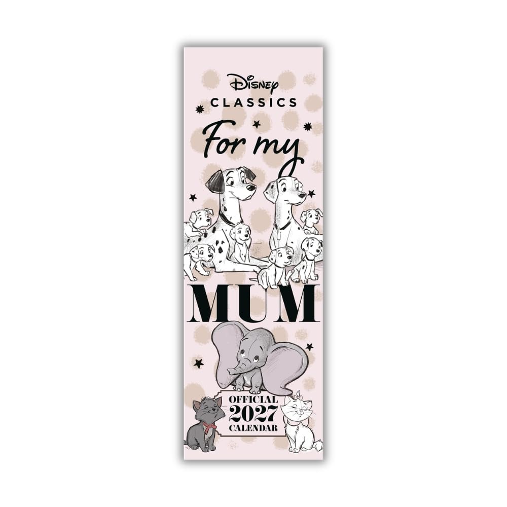 Disney For My Mum 2027 Slim Wall Calendar Official Licensed Disney Calendar, Slim Format, Monthly Layout, Heartwarming Disney Artwork & Quotes, Gift for Mum