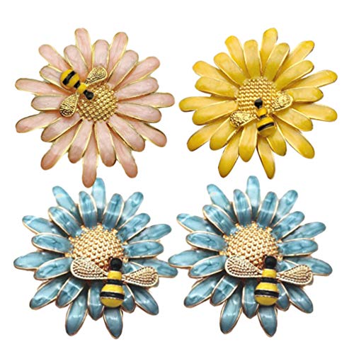 4pcs Metallo Anelli Portatovaglioli Impostataanelli di tovagliolo di fiori di ape anelli di tovagliolo in lega decorativa portatovaglioli fibbie di tovagliolo per la decorazione del tavolo Natale