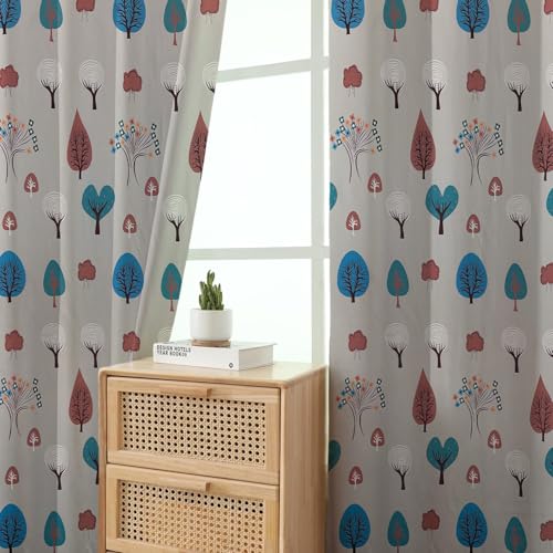 Image of BFAM Kids Blackout Curtains 9 feet Set of 1 - 100% Room Darkening, Thermal Insulated, Noise Reducing, Cute Animal & Rainbow Prints, Eyelet Curtains for Playroom, Bedroom & Nursery, Pack of 1 Curtain