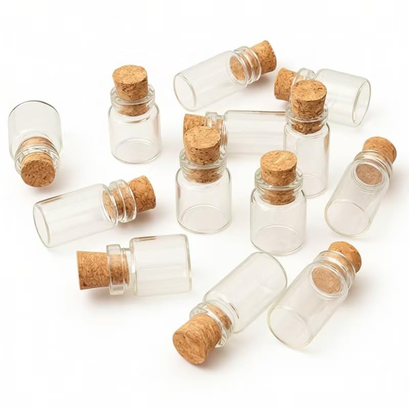 10Pcs Dollhouse Glass Jars Miniature: 1/12 Scale Glass Bottles Food Container for Kitchen Restaurant - Mini Canister Empty with Cork，Dollhouse Accessories，Dollhouses Décor