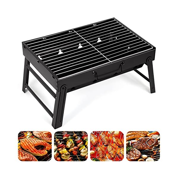 AGM Houtskoolgrill, afneembare grill, opvouwbaar, draagbaar, van staal, voor picknick, reizen, tuin, camping