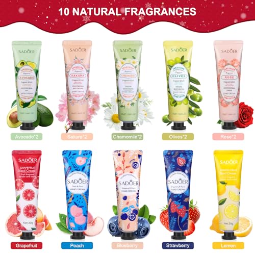 Mini Handcreme Set,15 Stück Geschenk für sie Valentinstag,Handpflege für Sehr Trockene Rissige Hände Reisegröße Feuchtigkeitscreme klein Pflegecreme Geschenkset für Frauen Männer Geburtstag – Bild 3