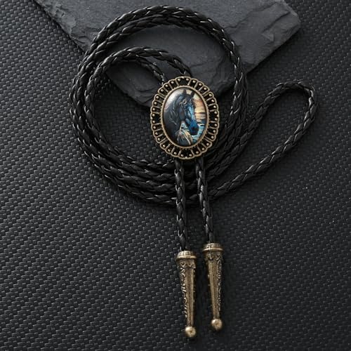 Image of Jeilwiy Bolo Tie for Men Western Cowboy Gothic Bolo Tie Necklace Halloween