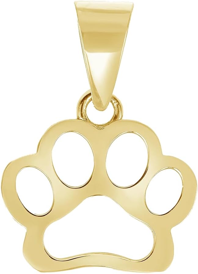 Takar 14K Gold Dainty Dog Paw Print Pendant, Yellow Gold Charms, Tiny Paw Pendant, Gift for Dog Pet Lover, Animal Gold Jewelry for Men and Women Christmas Gift Made in USA