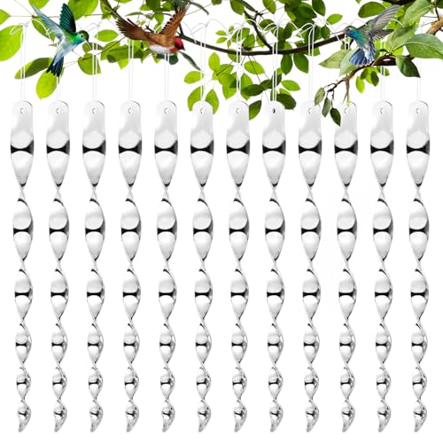GeeRic 12 Piezas Varillas Reflectantes Repelentes de Pájaros, Ahuyentador de Pajaros para Control de Aves para Espantar a Las Palomas