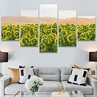 SIGNWIN 5 Panel Canvas Wall Art Modern Art Bouquet Colorful Cool Floral Group Multicolor Photography Realism Romantics for Home Decorations Ready to Hang - 60
