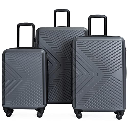 Merax Travelhouse 3 Piece Luggage Sets ABS Expandable Suitcases With Wheels, TSA Lock 20 inch 24 inch 28 inch (Gray Stripes) Merax Travelhouse 3 Piece Luggage Sets ABS Expandable Suitcases With Wheels, TSA Lock 20 inch 24 inch 28 inch (Gray Stripes)