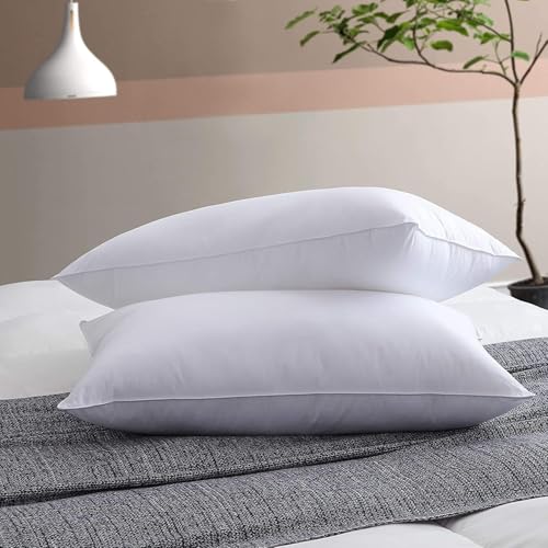 Donda Microfiber Pillows Set of 2 Height Adjustable with Stripes for Sleeping | Set of 2 | 41x61 cm - White (2, White, King (U.K. Standard S0-2
