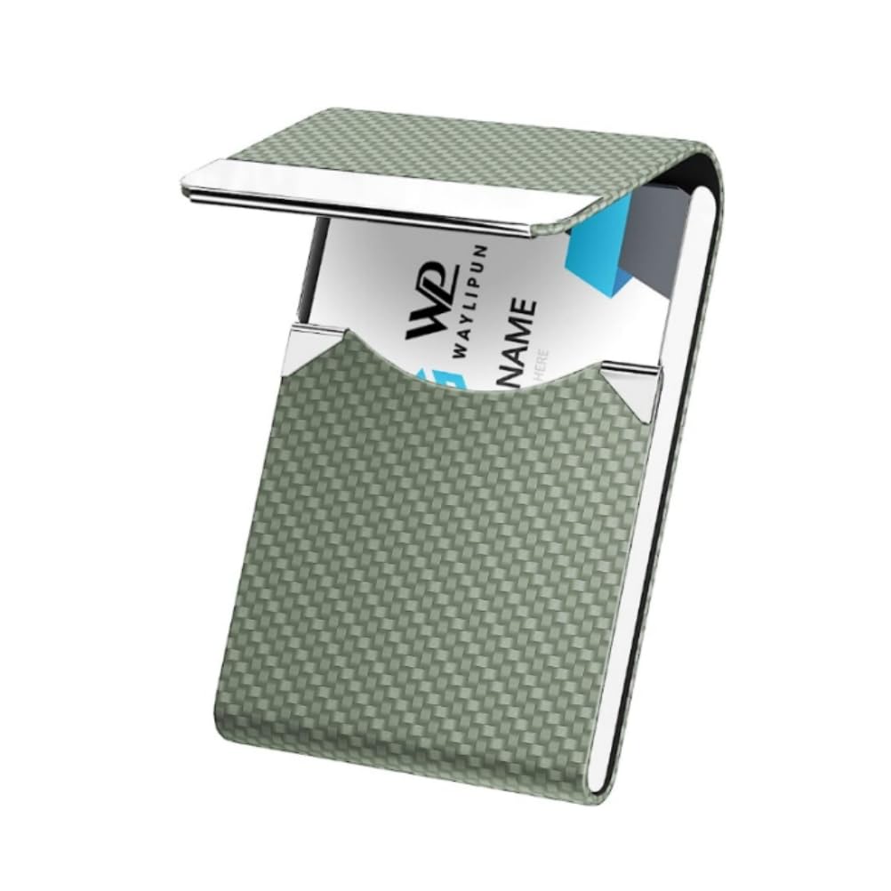 Porte-Cartes de Visite, boîtier en métal PU, Garde Les Cartes de Visite intactes, Mince et Portable, Tient dans la Poche, Convient aux Affaires, aux Voyages, à Un Usage Quotidien (Vert)