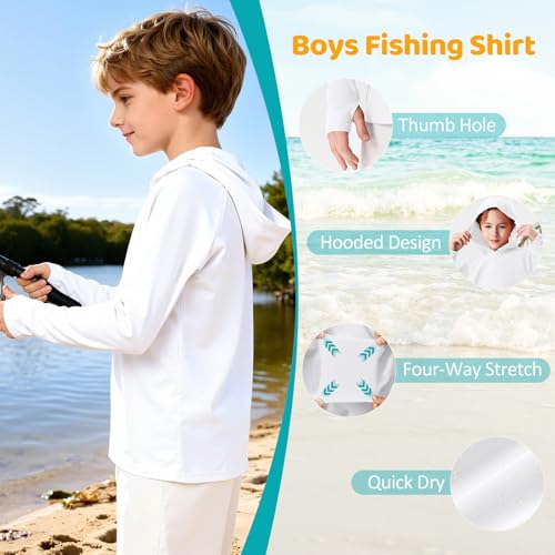 Image of Boys Rash Guard Toddler Swim Shirts Long Sleeve Kids Fishing Shirt UPF 50+ Sun Protection Swim Top with Thumb Hole