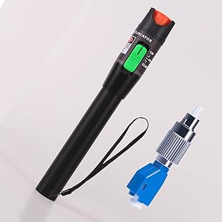 Visual Fault Locator 50mW, VFL Tester Kit 50KM Range - Includes Single Mode 9/125um FC Male to LC Female Adapter and Red Light Pen for Fiber Optic Cable Network Testing