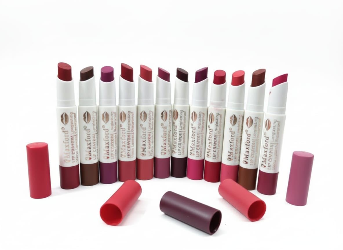 Pack of 12 Crayon Non Transfer/Waterproof/Long Lasting Mate Lipstick-image-9