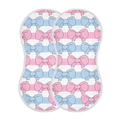 4 Pack Baby Burp Cloths, Soft Absorbent Burping Cloths for Babies, Cotton Milk Spit Up Rags, Large Size for Newborns, Baby Boys and Girls (Pastel Bow Pattern)3