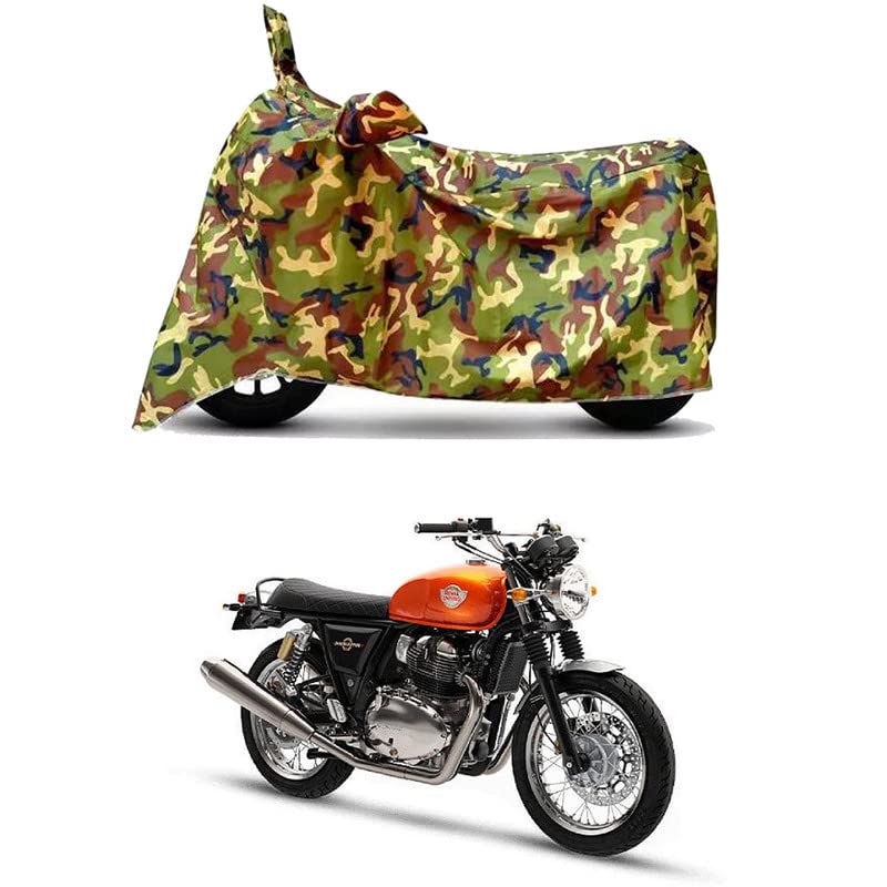 Image of Waterproof 100% PVC Coated Bike Scooty Two Wheeler Body Cover Compatible For Royal Enfie Interceptor 650 /UV-Rays /Heat Protection /Birds Dropping /Scratchproof /Dust proof /All[6X6 Jungle Print]