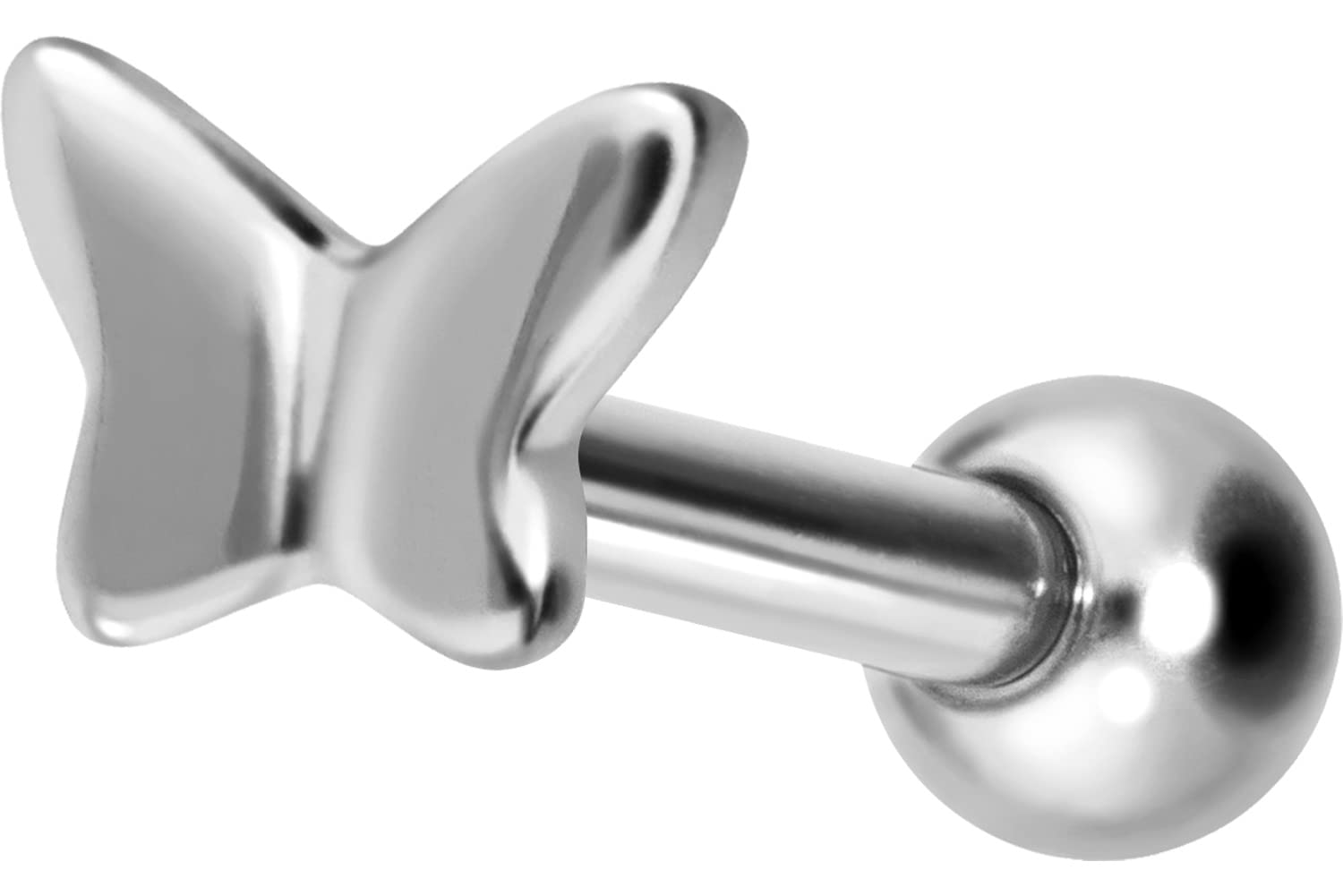 PIERCINGLINE Piercing de oreja de titanio con rosca interior SchmeTTERLING para oreja, Helix Tragus Lobe, color y tamaño