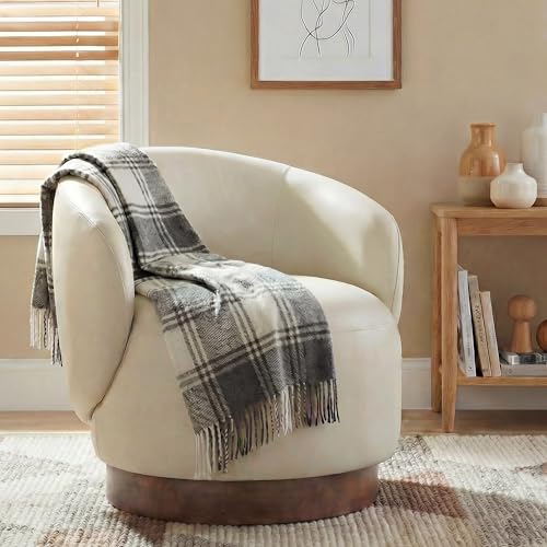 Image of KISLOT Swivel Accent Chair Modern Round Barrel Armchair with Upholstered Faux Leather for Living Room Bedroom Waitingroom,2 Box,Cream