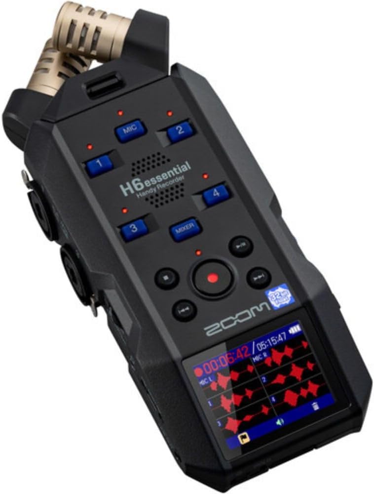 Zoom H6essential 6-Track 32-Bit Float Portable Audio Recorder, Accessibility, Stereo Microphones, 4 XLR/TRS Combo Inputs, USB Interface, for Musicians, Podcasters Bundle with ZDM-1 Dynamic Microphone